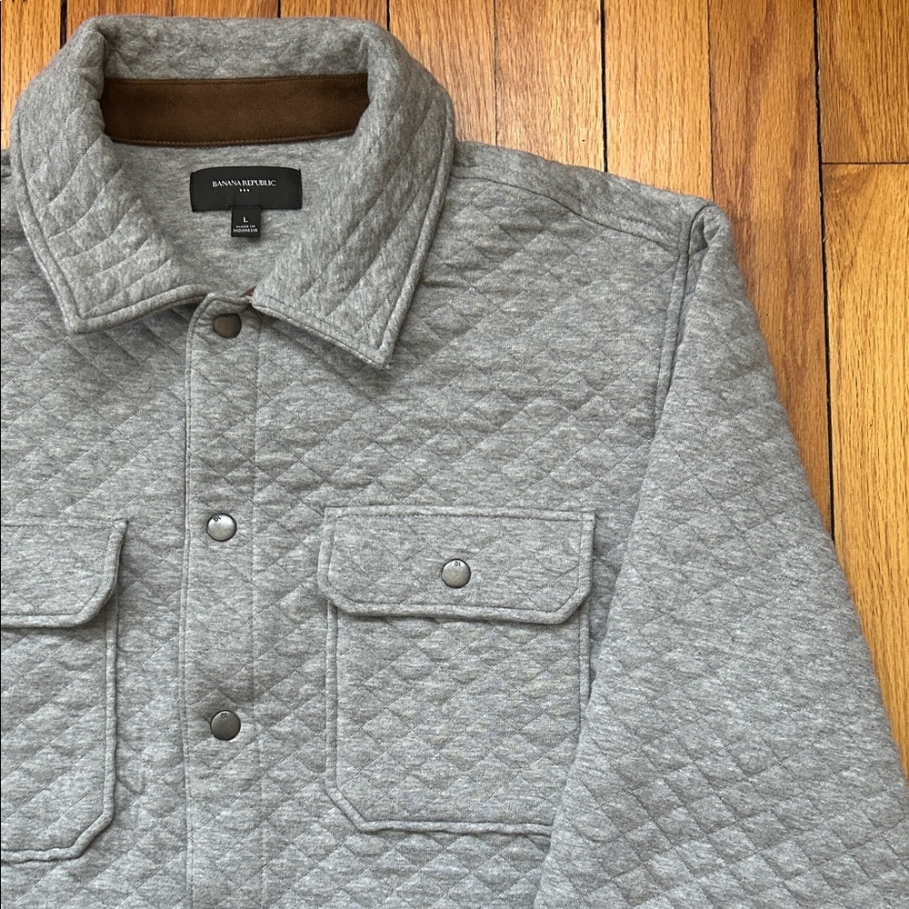 Banana Republic Men's Gray Quilted Shirt Jacket - Picture 3 of 3